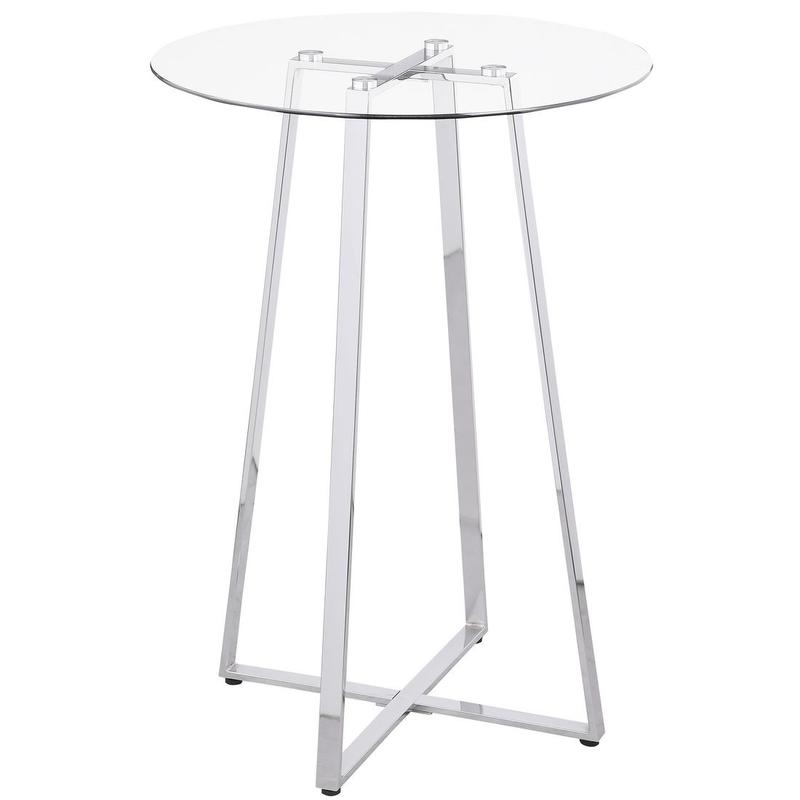 Zanella Round 30-inch Glass Top Bistro Bar Table Chrome