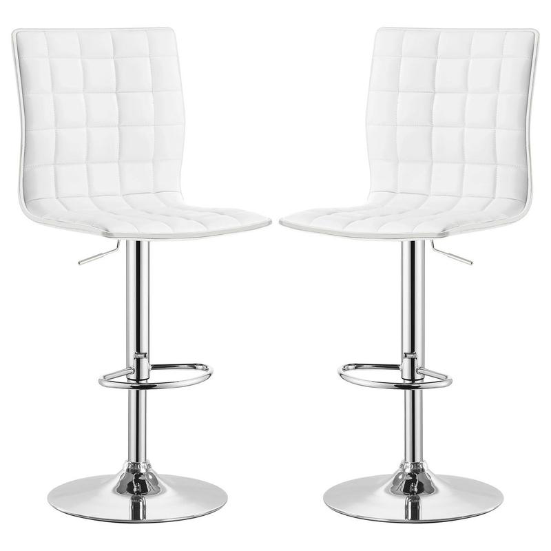 Ashbury Upholstered Adjustable Bar Stool White (Set of 2)