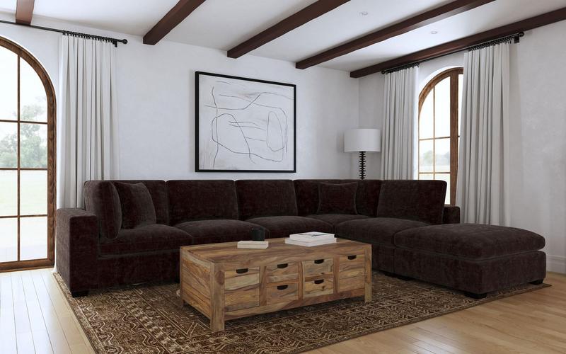 Lakeview 6-piece Upholstered Modular Sectional Chocolate