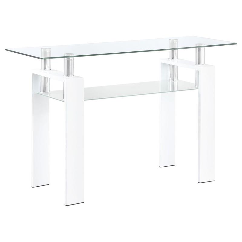Dyer Rectangular Glass Top Entryway Sofa Console Table White