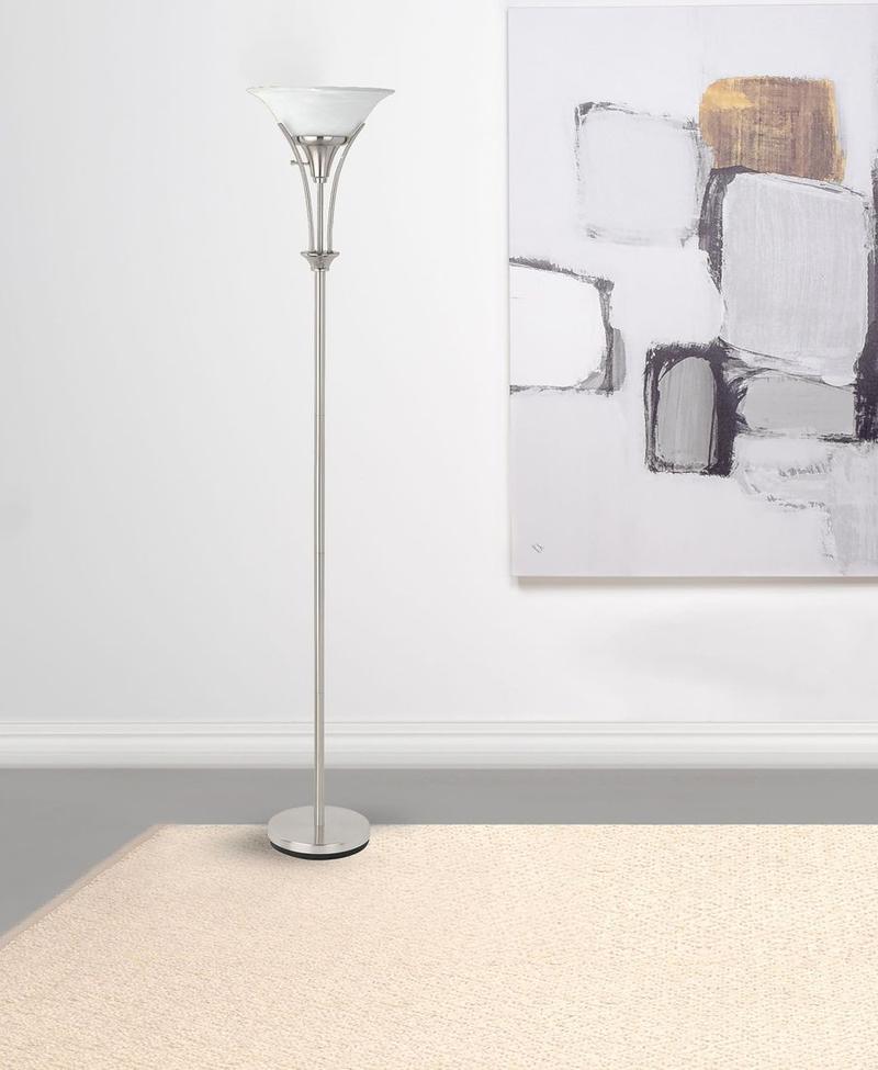 Archie 71-inch Frosted Torchiere Floor Lamp Brushed Steel