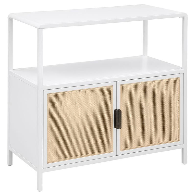 Lanewood 2-door Radio Weave Cane Metal Accent Cabinet White