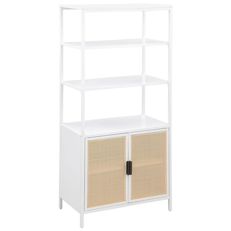 Lanewood 3-shelf Radio Weave Cane Metal Accent Cabinet White