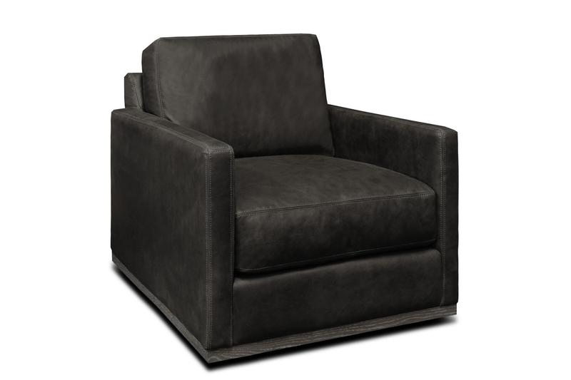 Monterrey 100% Top Grain Leather Modern Americana Swivel Armchair