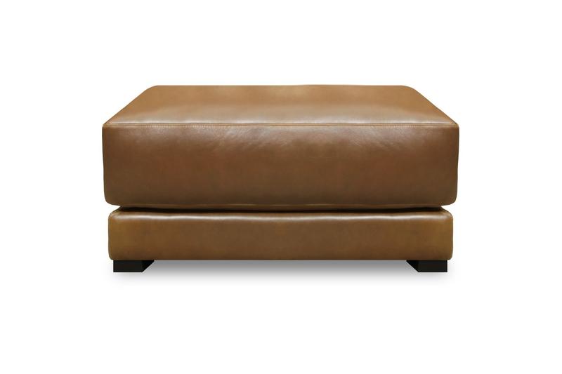 Raffa 100% Top Grain Leather Contemporary Ottoman Footstool