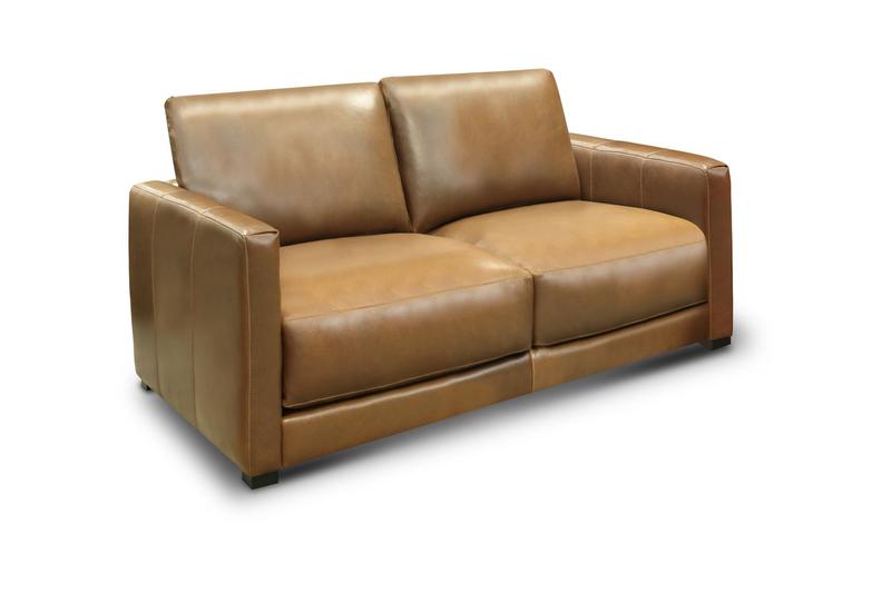 Raffa 100% Top Grain Leather Contemporary Loveseat Sofa
