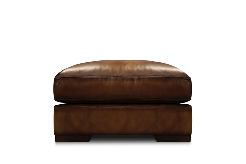 Ramba 100% Top Grain Leather Contemporary Ottoman Footstool