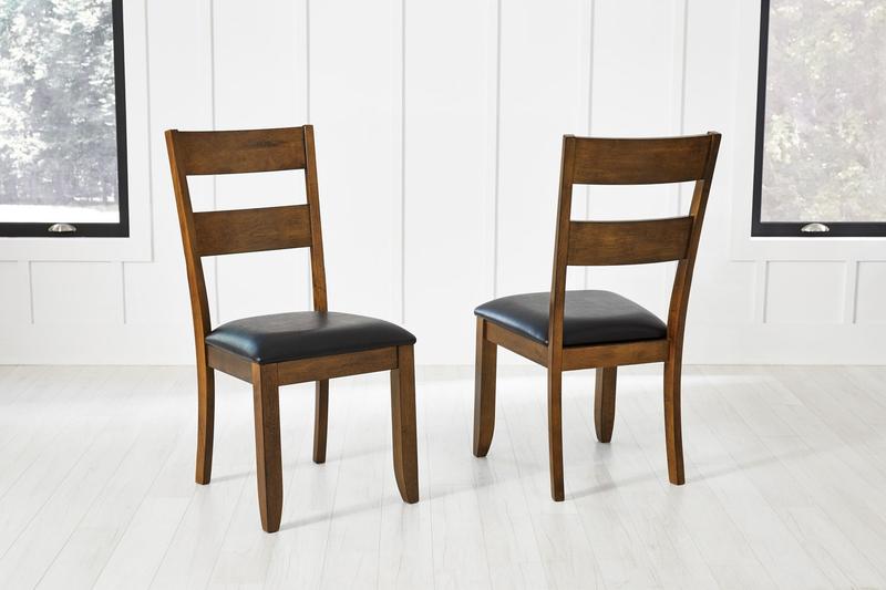 Mariposa Ladderback Side Chair, with Upholstered Seat, Rustic Whiskey Finish