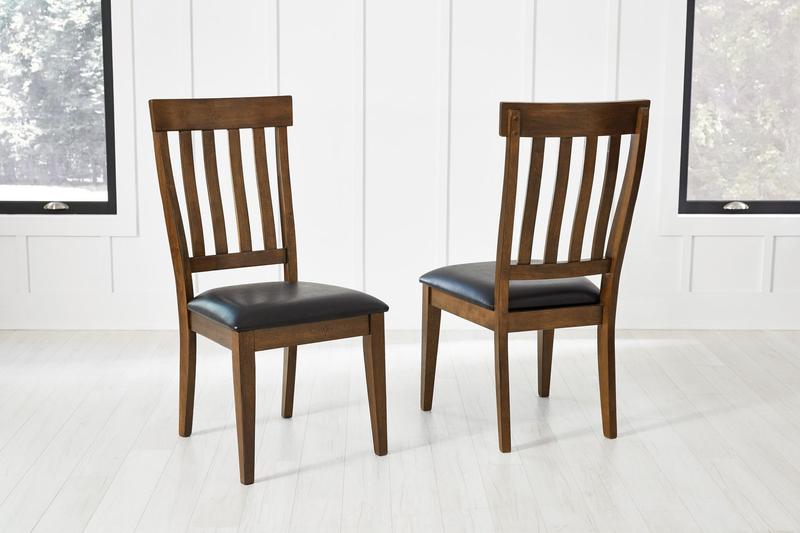 Mariposa Slatback Side Chair, with Upholstered Seat, Rustic Whiskey Finish