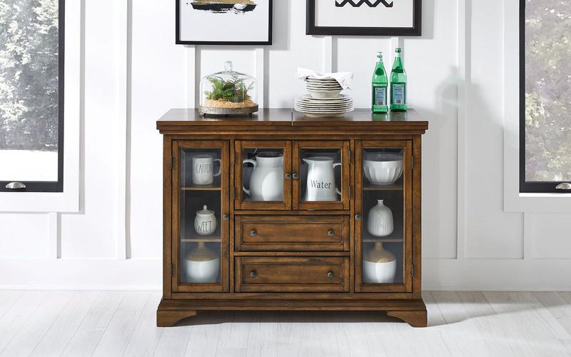 Mariposa Flip-Top Server, Rustic Whiskey Finish