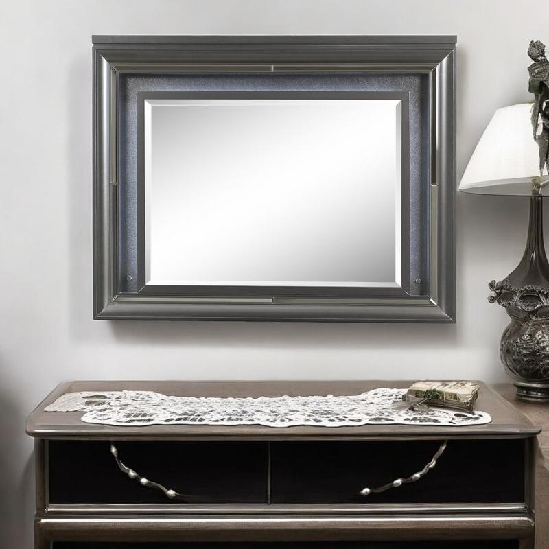 Sawyer Metallic Gray Mirror W/Led
