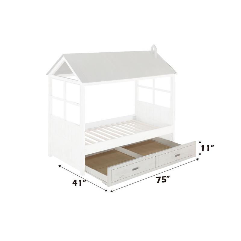 Tree House II Weathered White & Washed Gray Trundle (Twin)