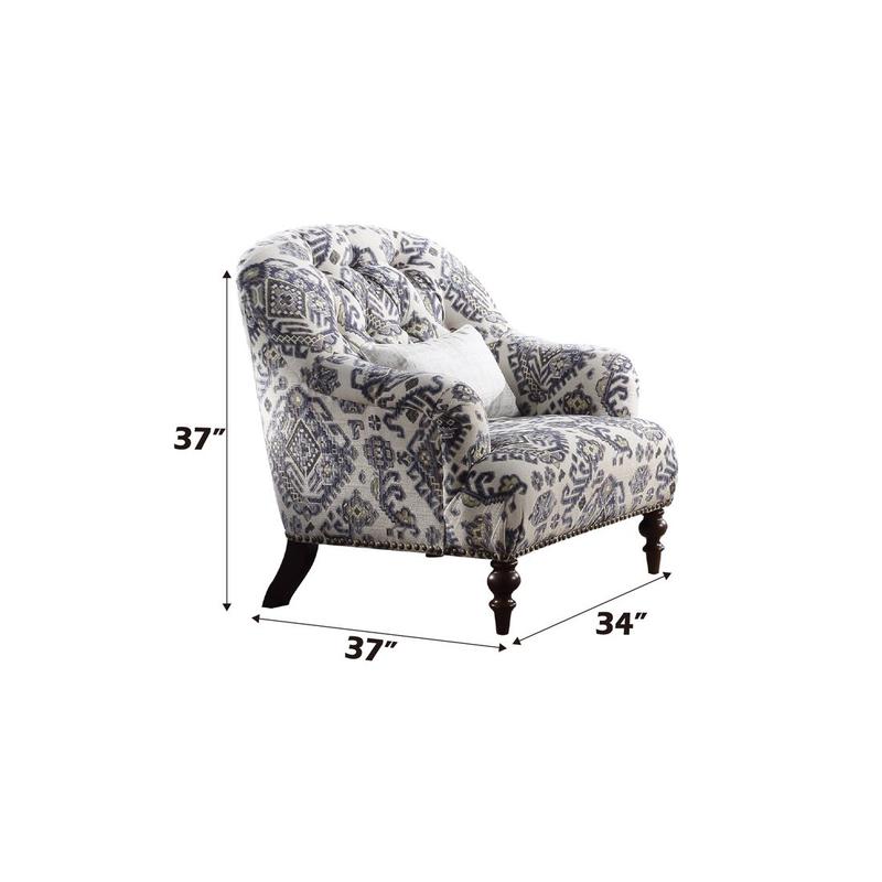 Saira Pattern Fabric Chair W/Pillow
