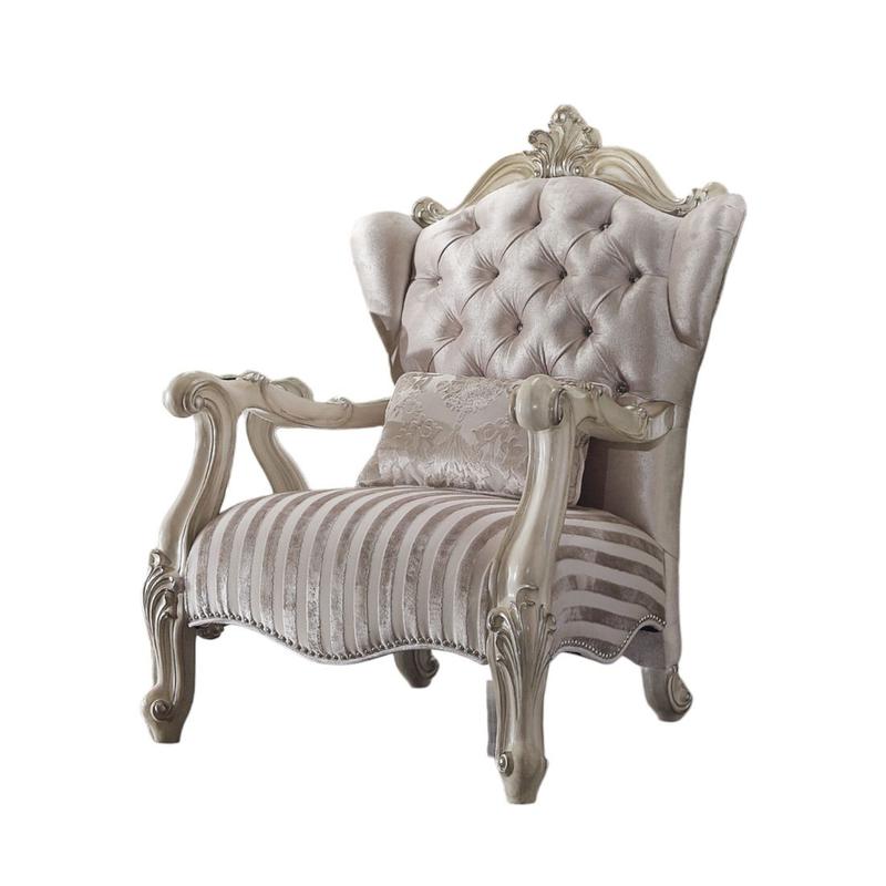 Versailles Ivory Fabric & Bone White Chair W/Pillow