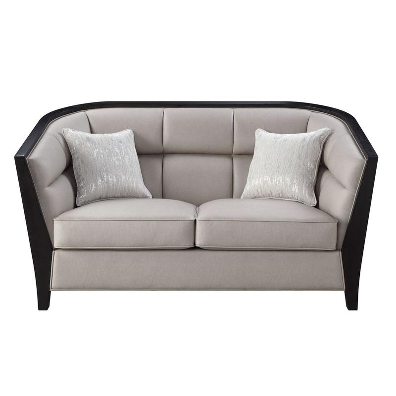 Zemocryss Beige Fabric Loveseat W/2 Pillows