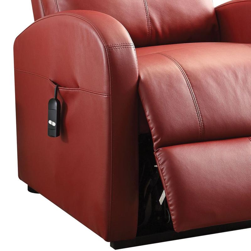 Ricardo Red Synthetic Leather Power  Motion Recliner W/Lift