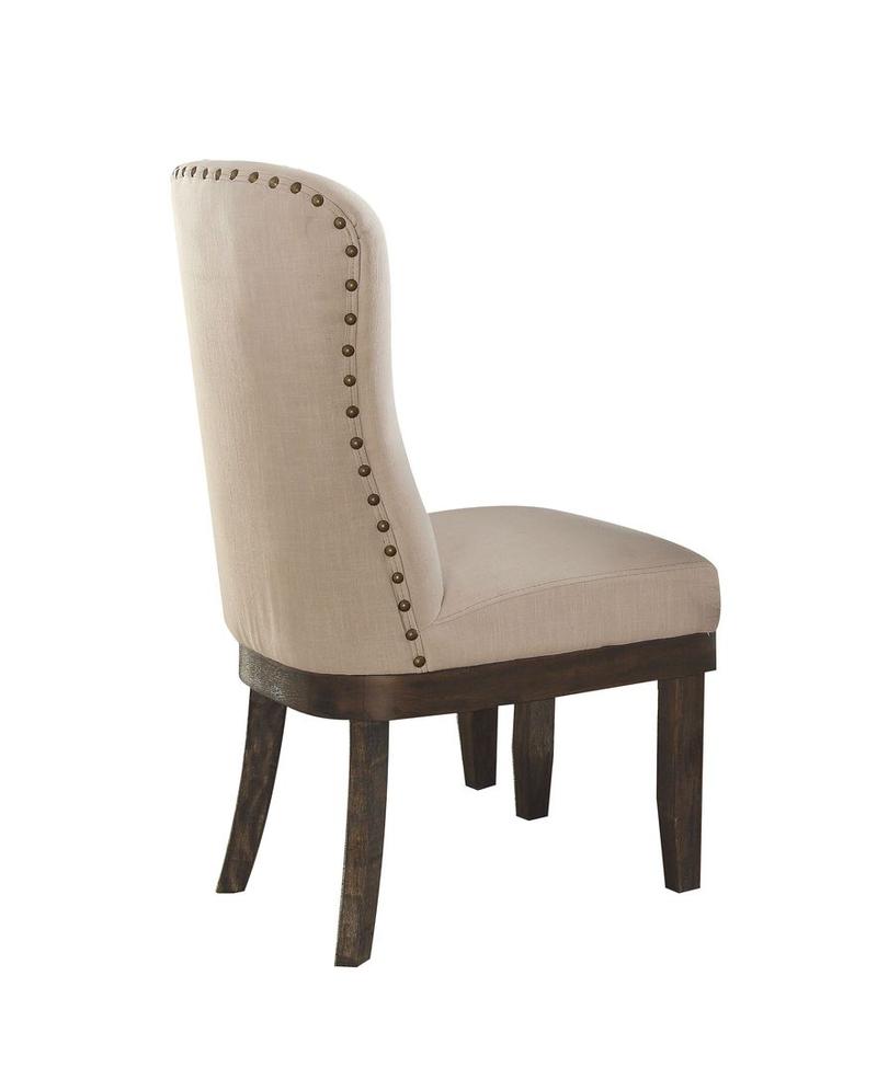 Landon Beige Linen & Salvage Brown Side Chair (Set-2)