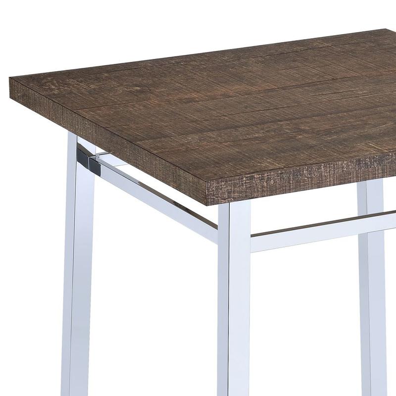 Nadie Oak & Chrome Bar Table
