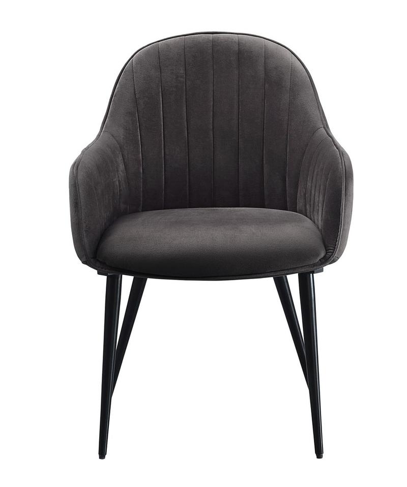 Caspian Dark Gray Fabric & Black Finish Side Chair (Set-2)