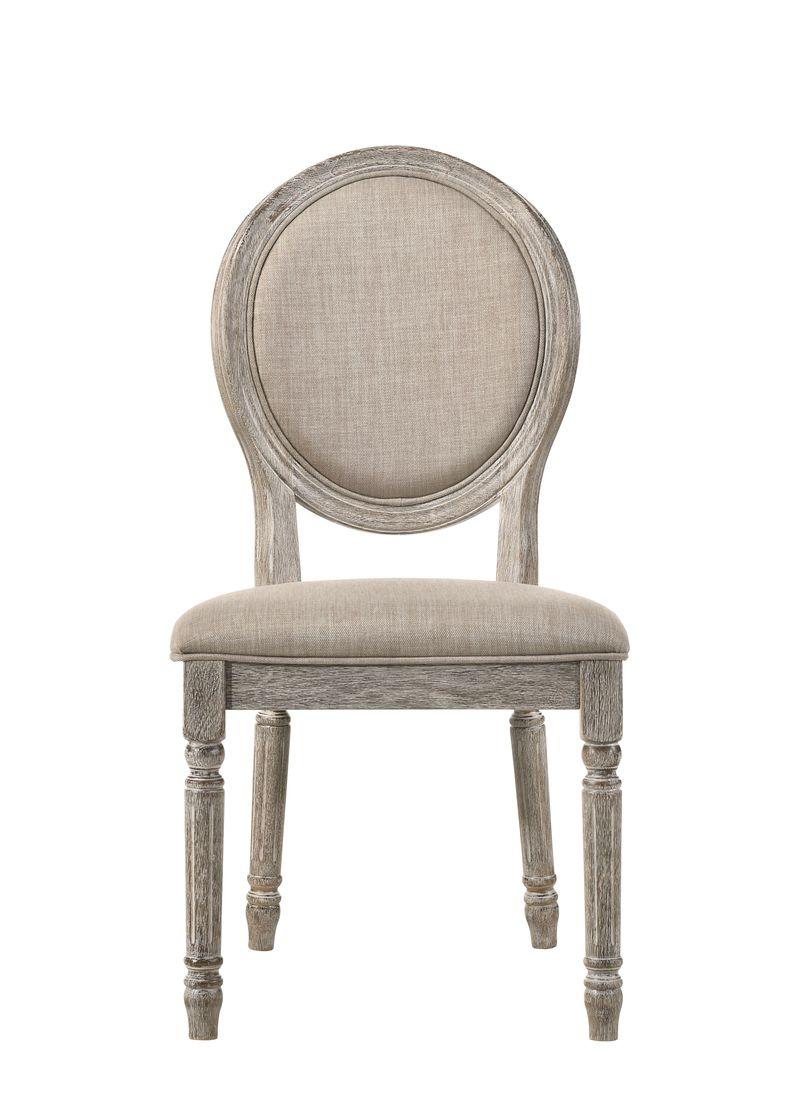 Faustine Tan Fabric & Salvaged Light Oak Finish Side Chair (Set-2)