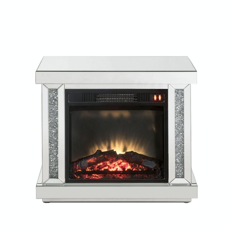 Noralie LED, Mirrored & Faux Diamonds Fireplace