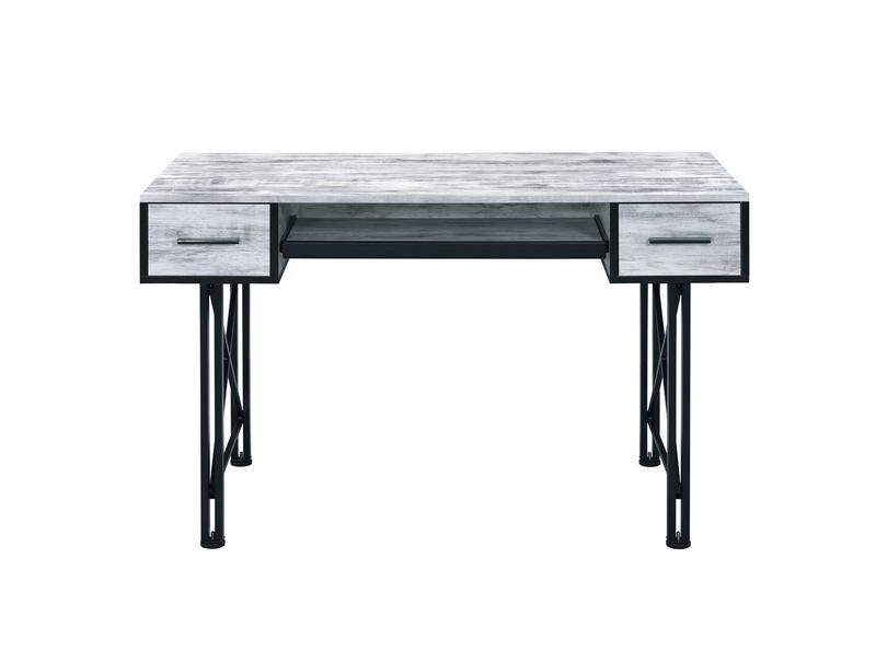 Settea Antique White & Black Finish Computer Desk