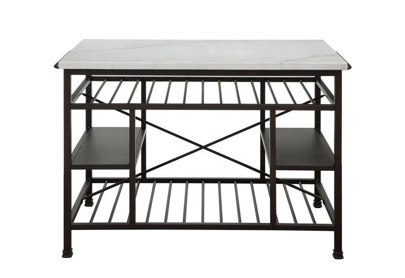 Lanzo Nature Marble Top & Gunmetal Kitchen Island