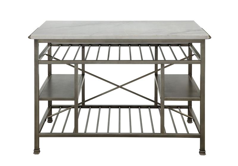 Lanzo Nature Marble Top & Antique Pewter Kitchen Island