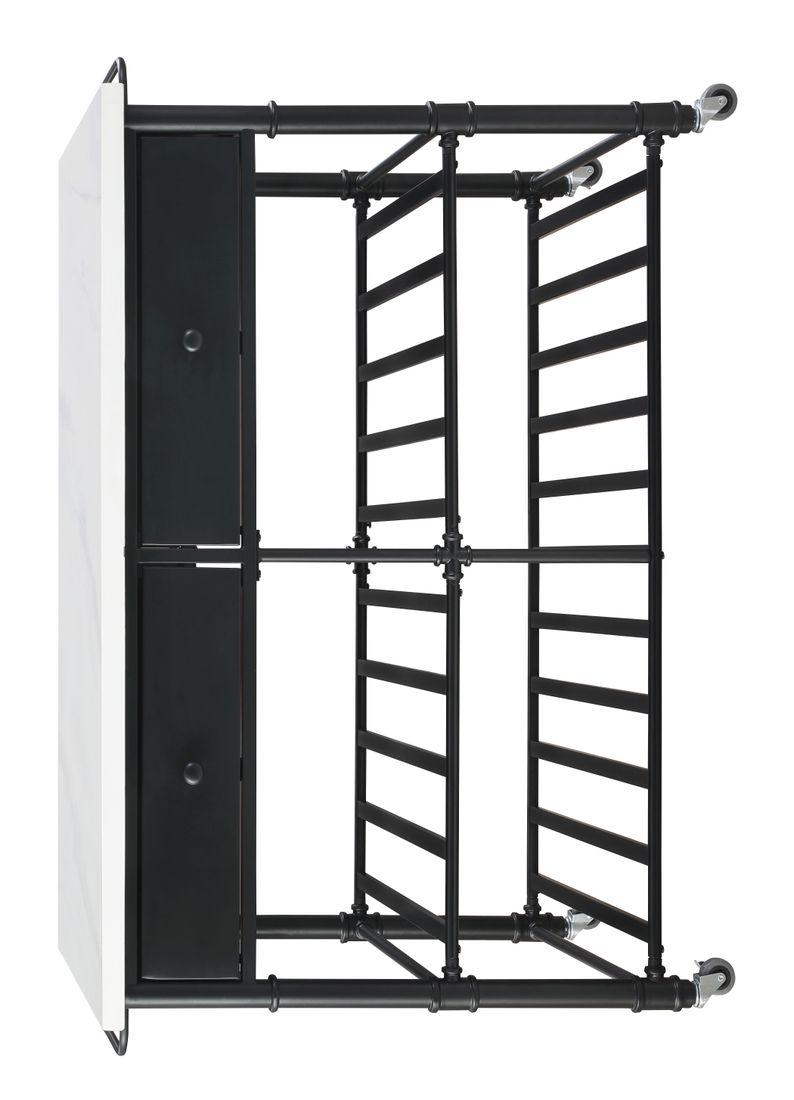 Emery White Nature Marble Top & Gray Finish Kitchen Island