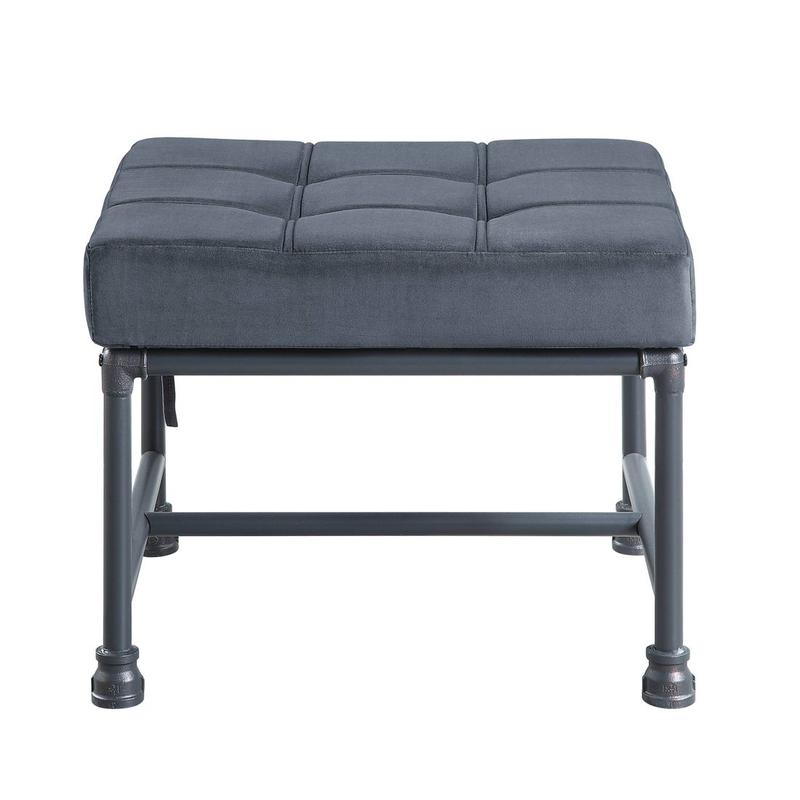 Brantley Gray Velvet & Sandy Gray Finish Ottoman