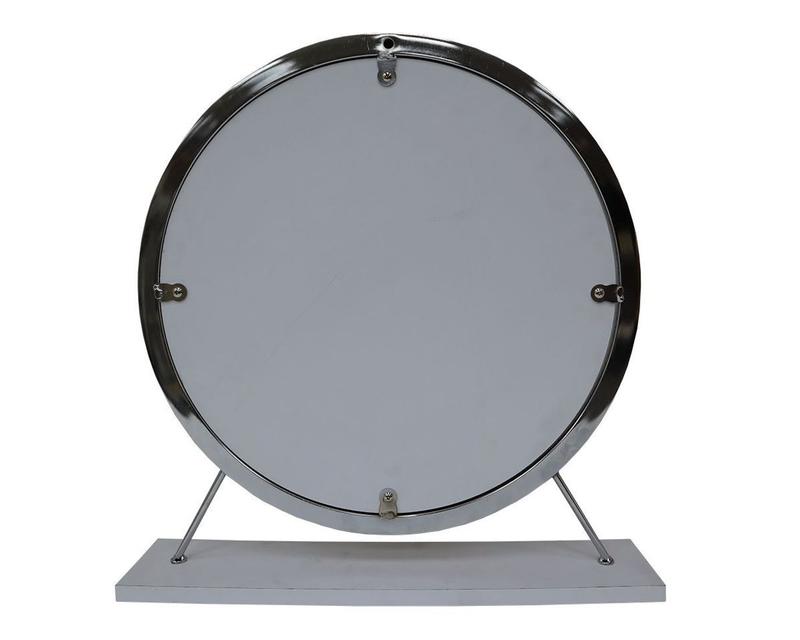 Adao Faux Fur, Mirror, White & Chrome Finish Vanity Mirror & Stool