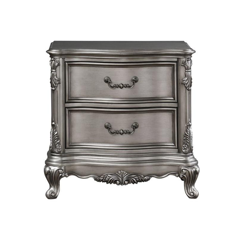 Ariadne Antique Platinum Finish Nightstand