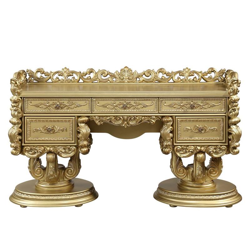 Bernadette Gold Finish Vanity Desk