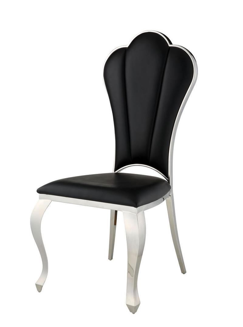 Cyrene Black Synthetic Leather Side Chair (Set-2)