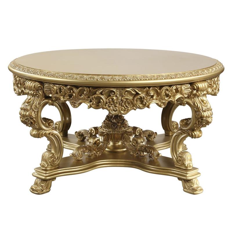 Bernadette Gold Finish Round Dining Table
