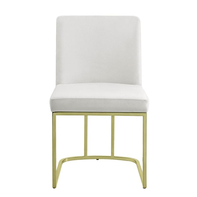 Zazie White Velvet & Gold Finish Side Chair (Set-2)