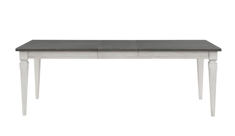 Katia Gray & Weathered White Finish Dining Table W/Leaf