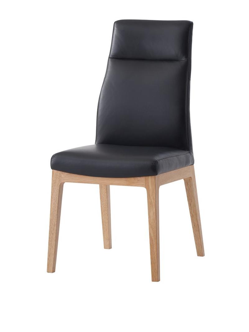 Raquan Black Leather & Walnut Finish Side Chair (Set-2)