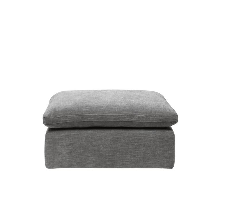 Naveen Gray Linen Modular - Ottoman
