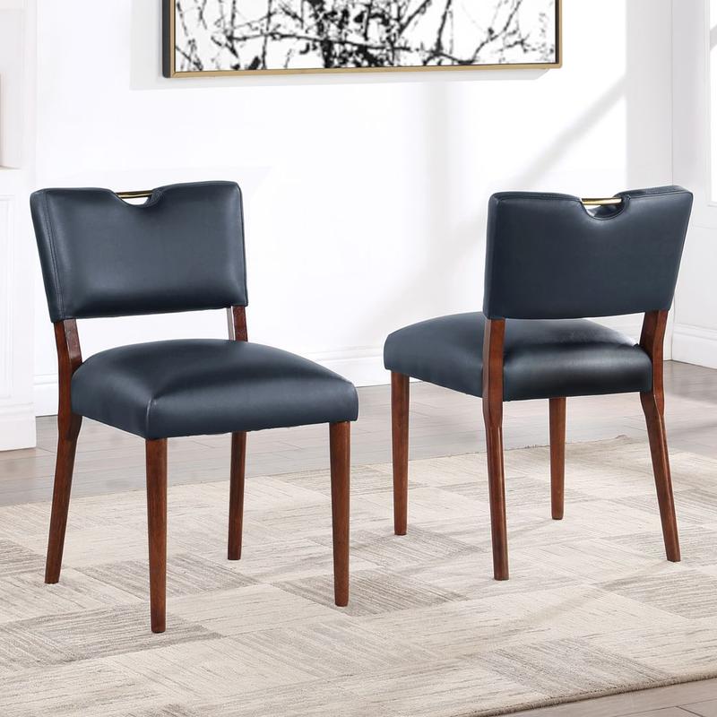 Bonito Midnight Blue Faux Leather Dining Chair - Set of 2