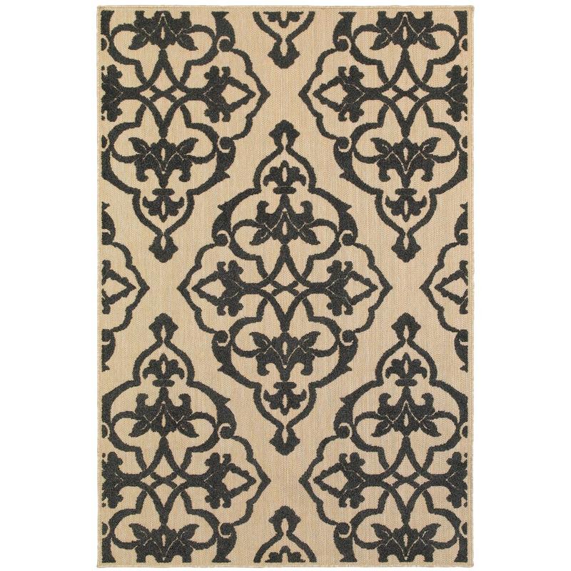 Cayman 001B9 Sand/ Charcoal Indoor/Outdoor Area Rug - 1'10" x 3'3"