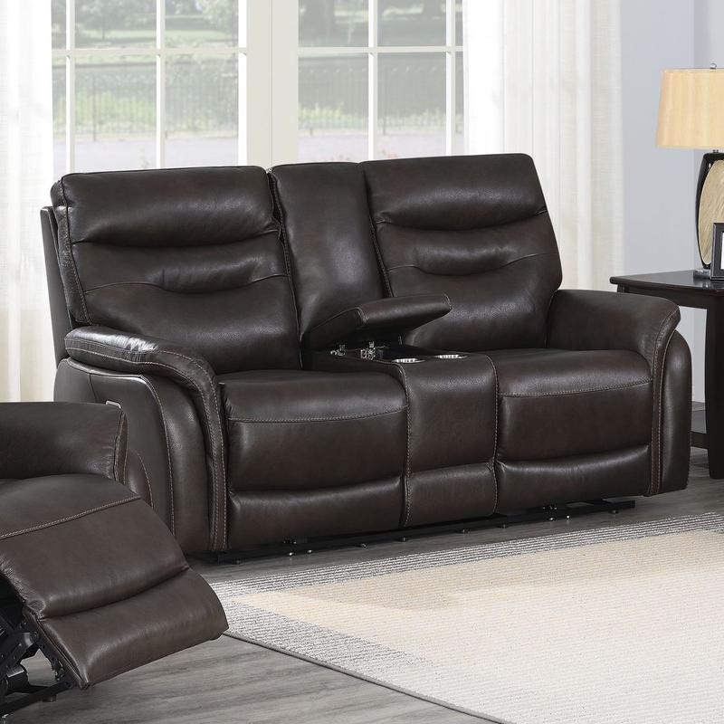 Fortuna Power Recliner Console Loveseat - Dark Brown