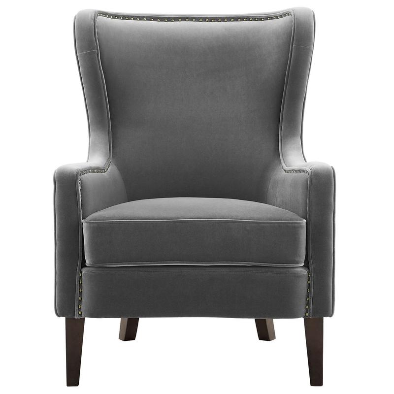 Rosco Velvet Accent Chair  - Charcoal