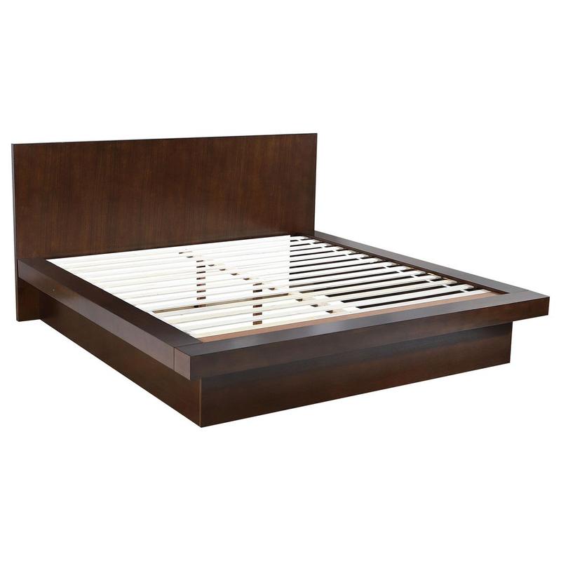 Jessica Wood Eastern King LED Panel Bed Cappuccino