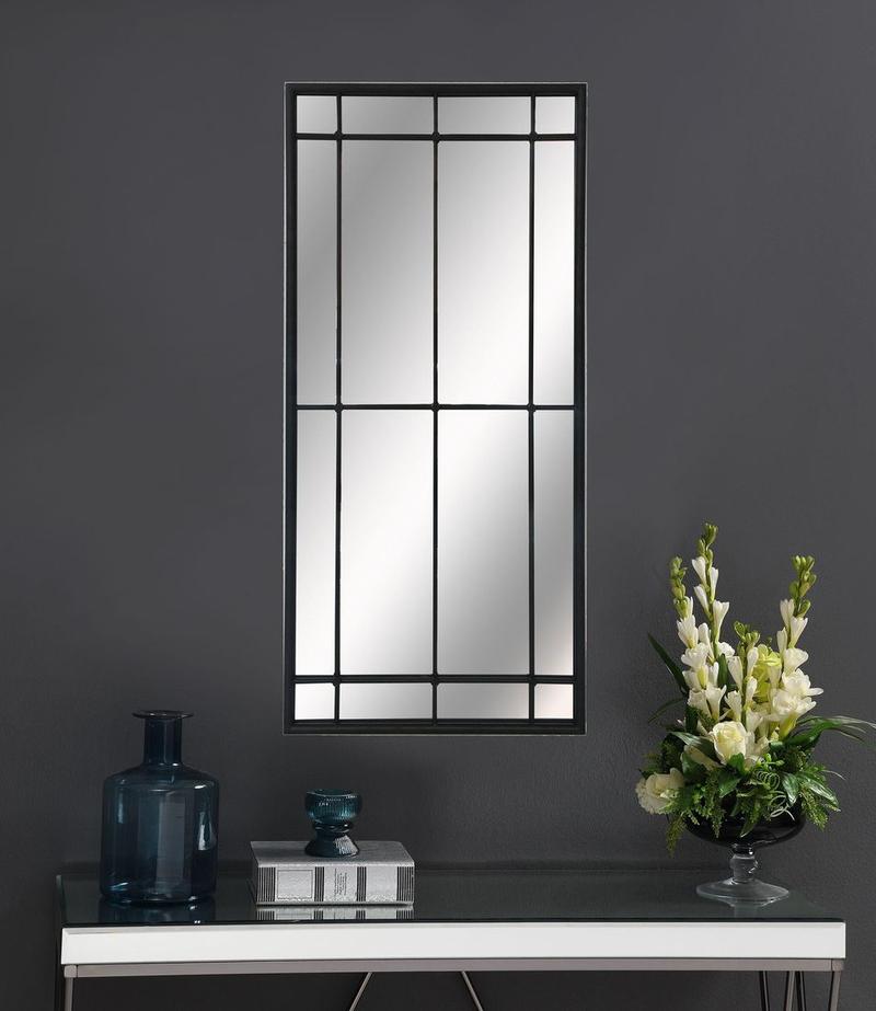 Annetta 24 x 52 Inch Window Pane Floor or Wall Mirror Black