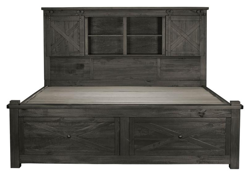 Sun Valley Queen Storage Bed with Integrated Bench, Charcoal Finish