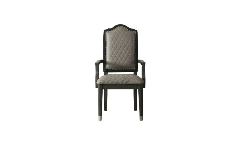 House Beatrice Two Tone Gray Fabric & Charcoal Finish Arm Chair (Set-2)