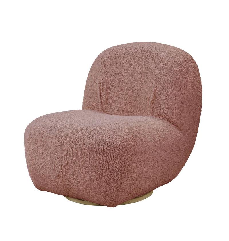Yedaid Pink Teddy Sherpa Accent Chair W/Swivel