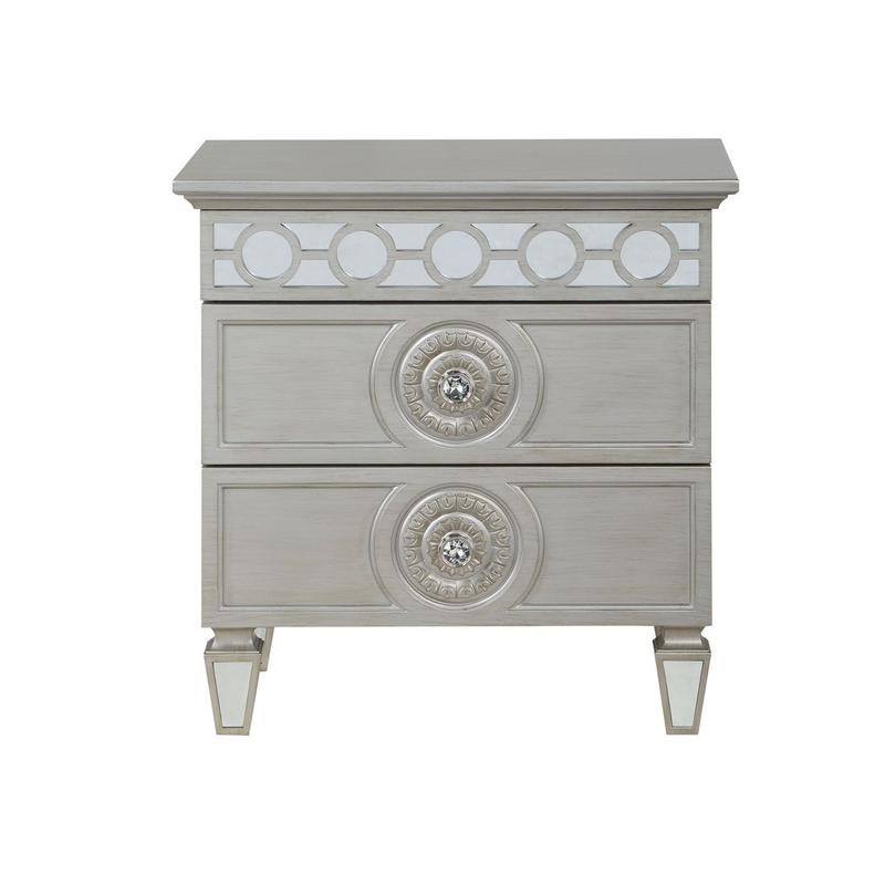 Varian Silver & Mirrored Finish Nightstand