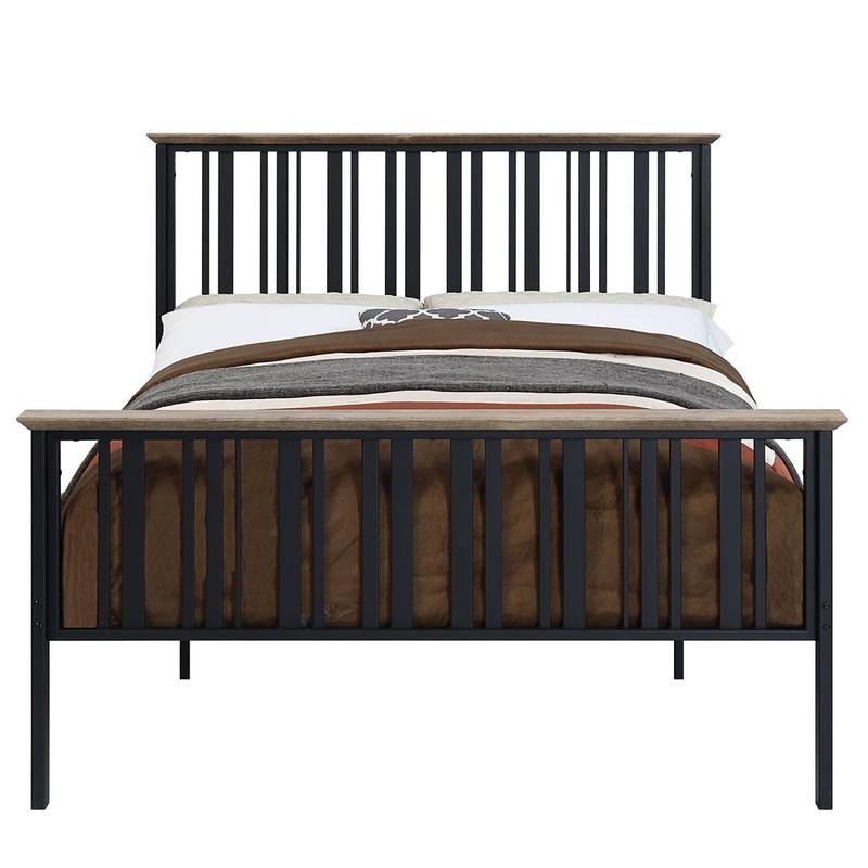 Zudora Antique Oak & Black Finish Full Bed